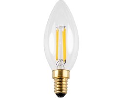 C35 LED kaarslamp E14, 4W / 400 lumen, 2700K warm wit, Ra>80, dimbaar, helder glas met kooldraadeffect, vervangt ca. 42W halogeen
