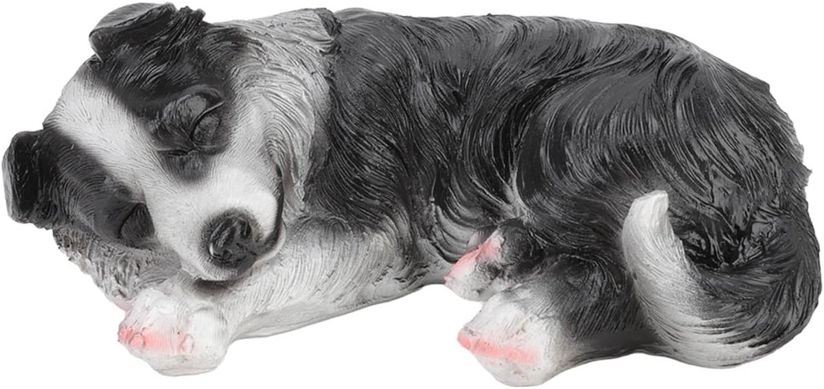 SnelShoppen - Tuinbeeld Border Collie, Hondenbeeld Tuin Ornament van Kunststof voor Buiten, Tuin, Patio, Gazon, Lifelike Decoratie, Weerbestendig