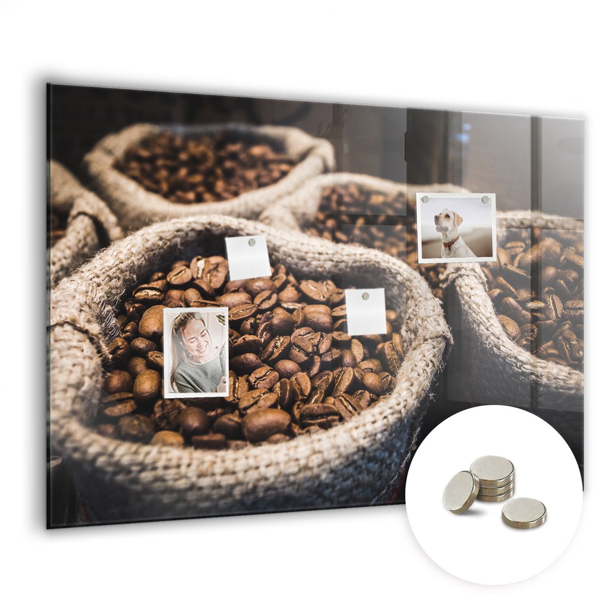 Coloray Glazen Magneetbord - Magnetisch Bord Bosbessen en frambozen - 100x70 cm - Bruin Magneetbord - Magnetic Board - Woonkamer Decoratie