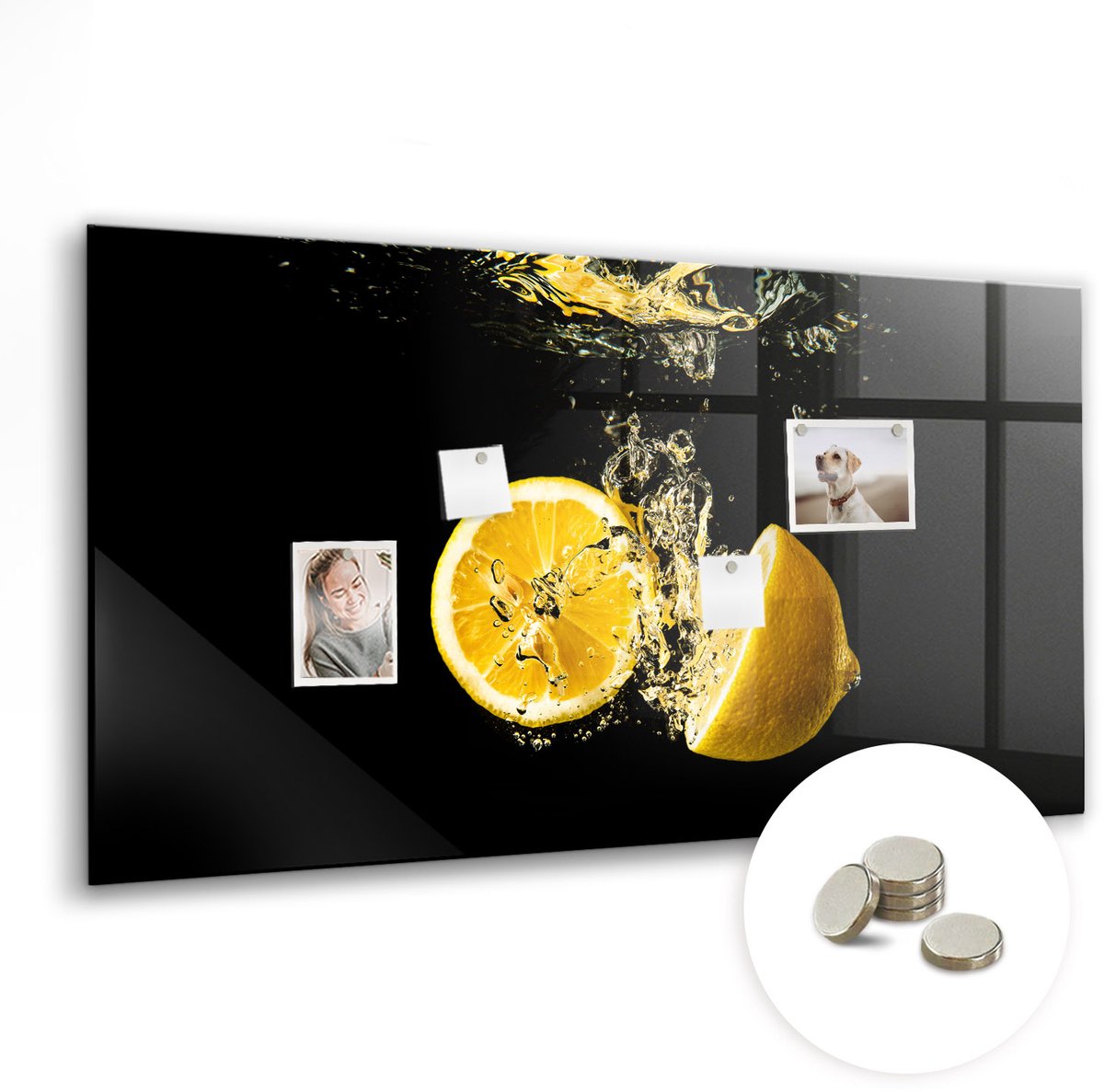 Coloray Glazen Magneetbord - Magnetisch Bord Jaarringen van bomen - 120x60 cm - Geel Magneetbord - Magnetic Board - Memobord