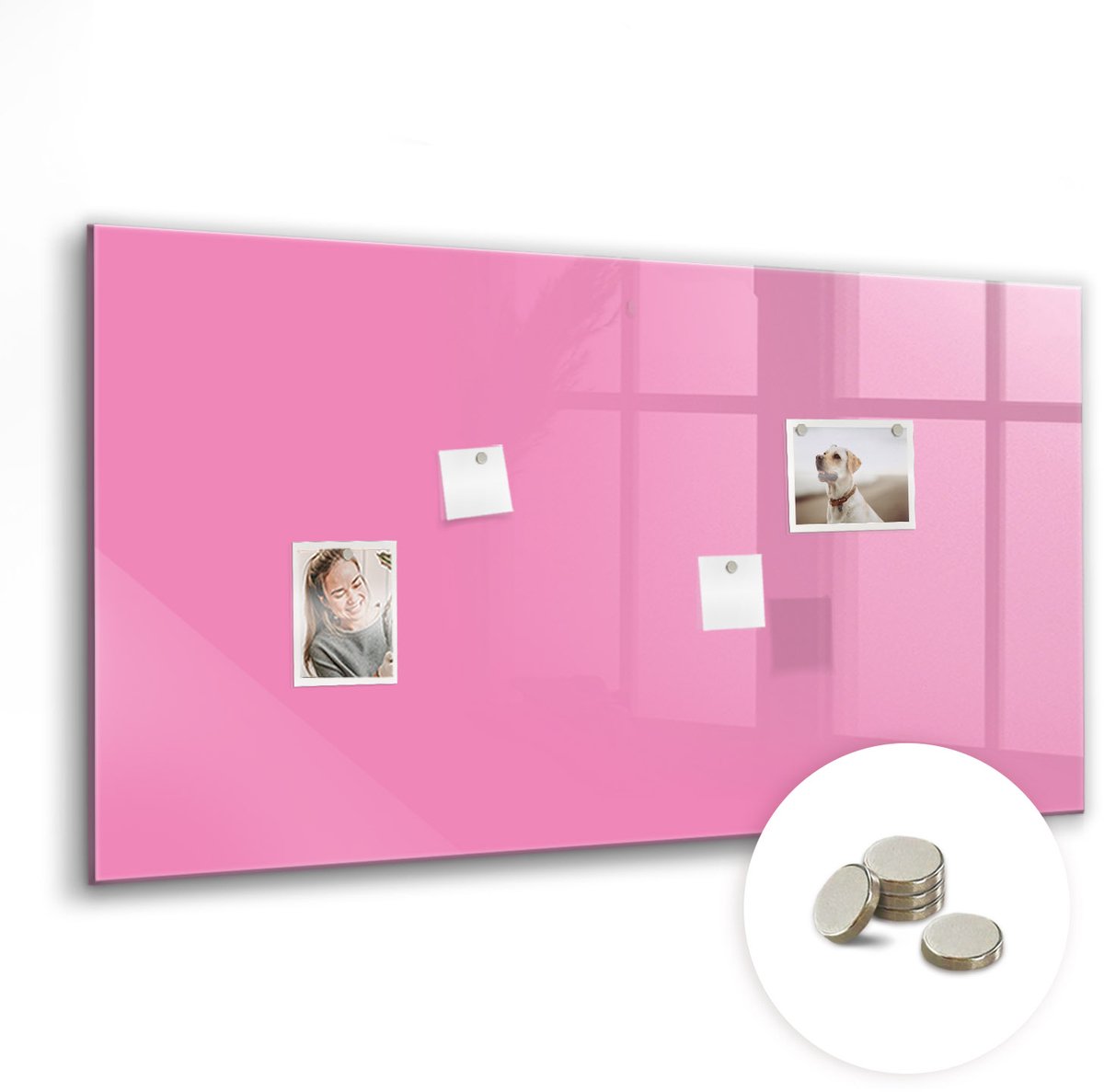Coloray Glazen Magneetbord - Magnetisch Bord Bamboe - 120x60 cm - Roze Magneetbord - Magnetic Board - Magnetisch Wandbord
