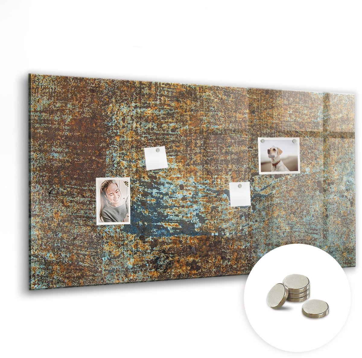 Coloray Glazen Magneetbord - Magnetisch Bord Wereldkaart met vlaggen - 120x60 cm - Bruin Magneetbord - Magnetic Board - Magneetbord Design