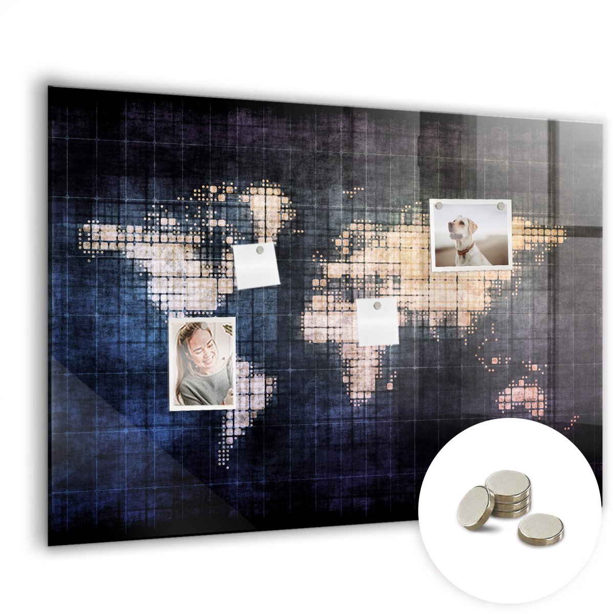 Coloray Glazen Magneetbord - Magnetisch Bord Meer, bomen, natuur - 100x70 cm - Zwart-wit Magneetbord - Magnetic Board - Woonkamer Decoratie