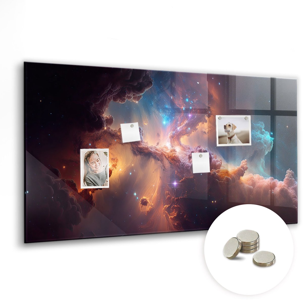 Coloray Glazen Magneetbord - Magnetisch Bord Abstract landschap - 120x60 cm - Veelkleurig Magneetbord - Magnetic Board - Bureau Decoratie