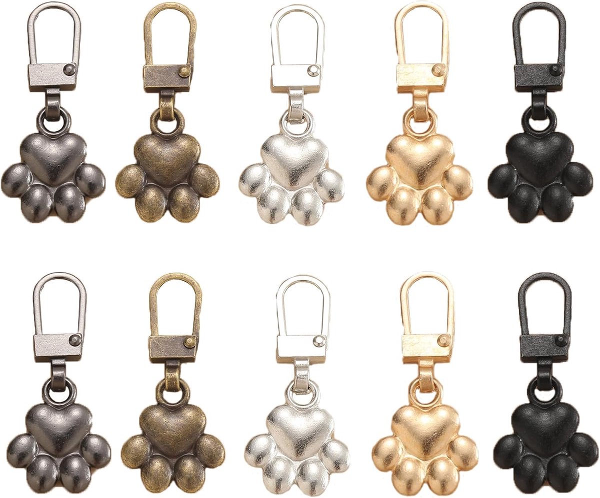 DHER Replacement zip for metal zips, 10 zips with paw print, removable zips for replacing the trekking - ShopVlot