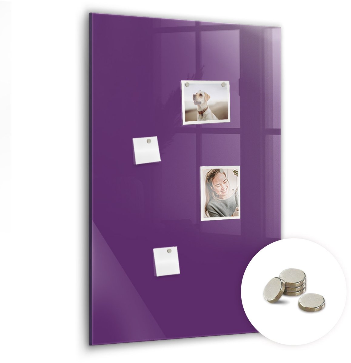 Coloray Glazen Magneetbord - Magnetisch Bord Kleur: donkerwit - 60x90 cm - Paars Magneetbord - Magnetic Board - Wanddecoratie