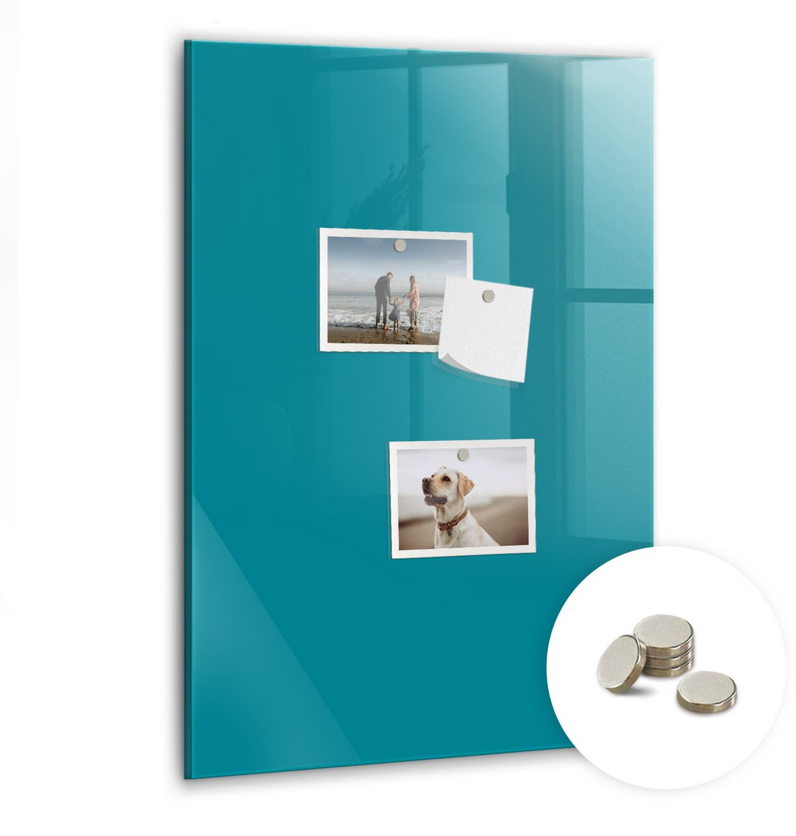Coloray Glazen Magneetbord - Magnetisch Bord Turkooiskleur - 40x60 cm - Maritiem Magneetbord - Magnetic Board - Magnetisch Wandbord