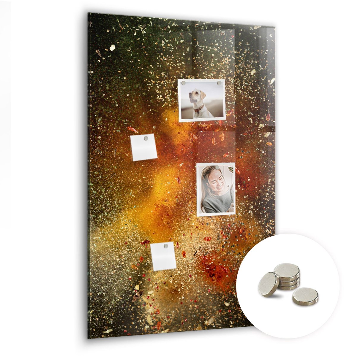 Coloray Glazen Magneetbord - Magnetisch Bord Bruine kleur - 60x90 cm - Oranje Magneetbord - Magnetic Board - Bureau Decoratie