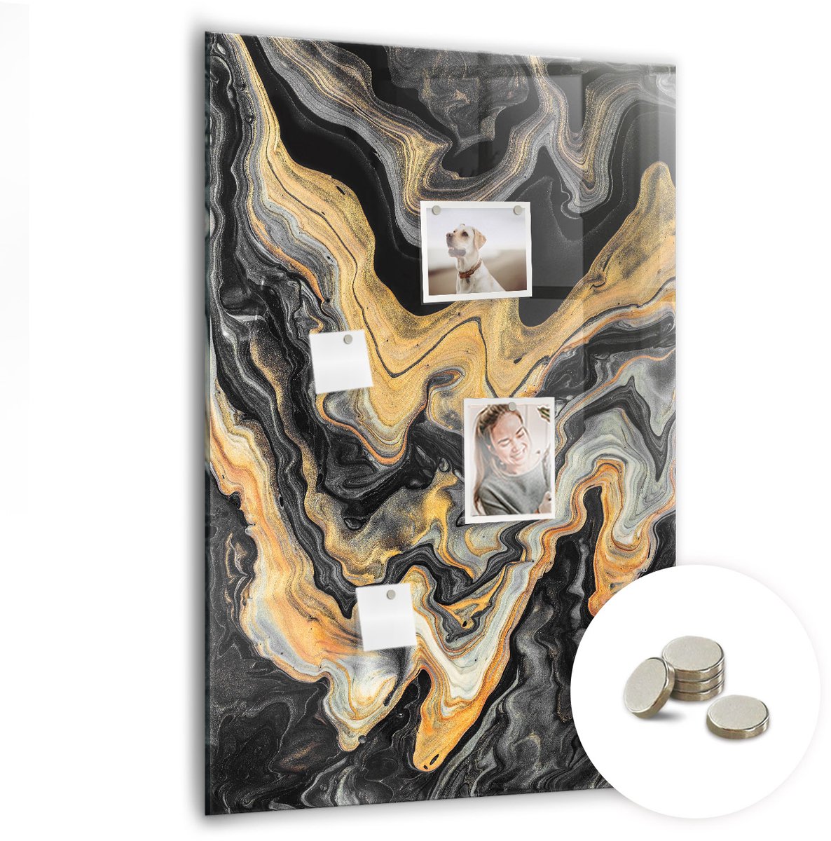 Coloray Glazen Magneetbord - Magnetisch Bord Koffie - 70x100 cm - Gouden Magneetbord - Magnetic Board - Keuken Decoratie