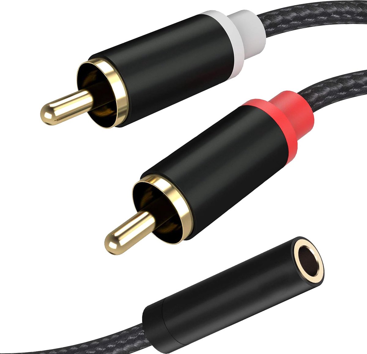 SnelShoppen - Cinch Jack Adapter 3.5mm naar 2 RCA Kabel - Korte 3.5mm Jack naar Twee RCA Plug Chinch Adapter voor TV, Smartphone, Mixer, Speaker, Thui