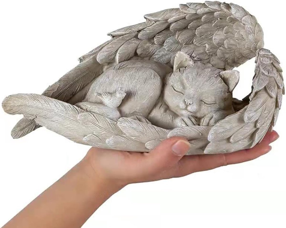 SnelShoppen - Kat Hond Engelen Dier Monument Grafmarker Tribute Beeld, Decoratie Diermemorial Tuinbeeld, Polyresin, Herinneringssteen Kat/Hond, Hond E