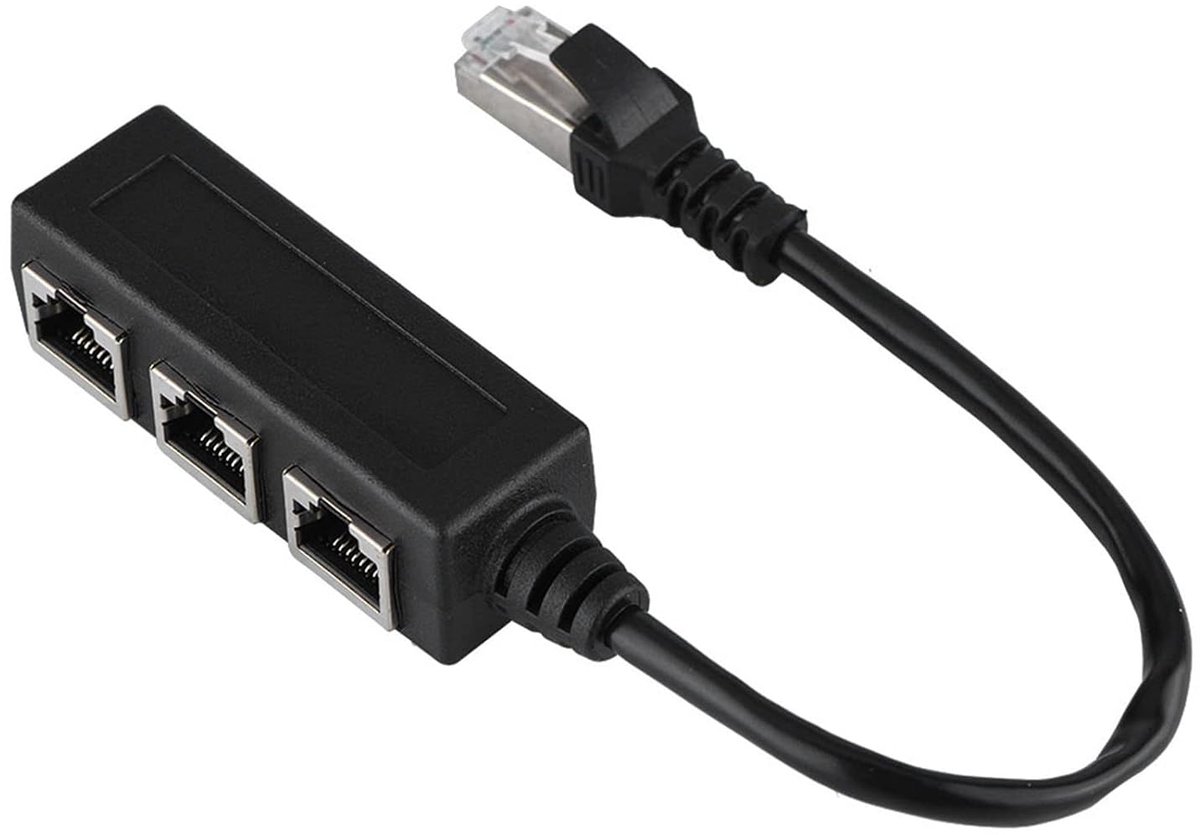 SnelShoppen - Ethernet Kabel Splitter RJ45 Splitter 19×12×4 - Ethernet Verlengkabel Man naar 3 Vrouw Poort Aansluiting Splitter - Voorkomt Signaalbesc