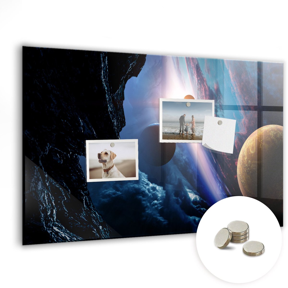 Coloray Glazen Magneetbord - Magnetisch Bord Grote melkwegstelsel - 60x40 cm - Veelkleurig Magneetbord - Magnetic Board - Magneetbord Design