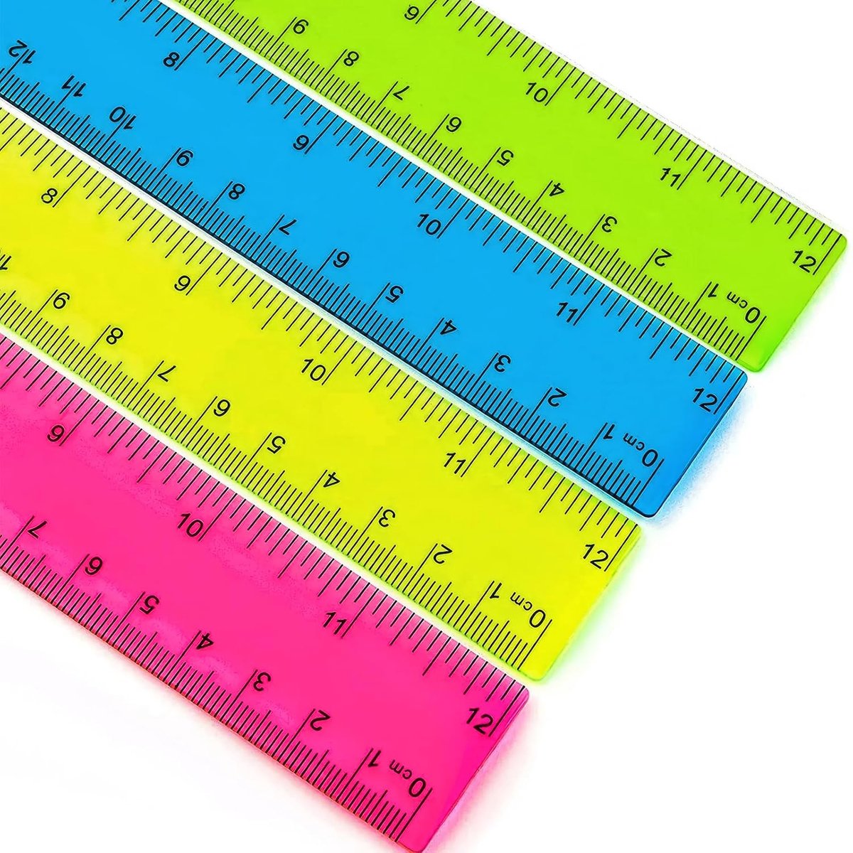 Plastic linialen 15 cm - kleurrijk transparant - met centimeters en inches - ideaal voor school en kantoor - ShopVlot