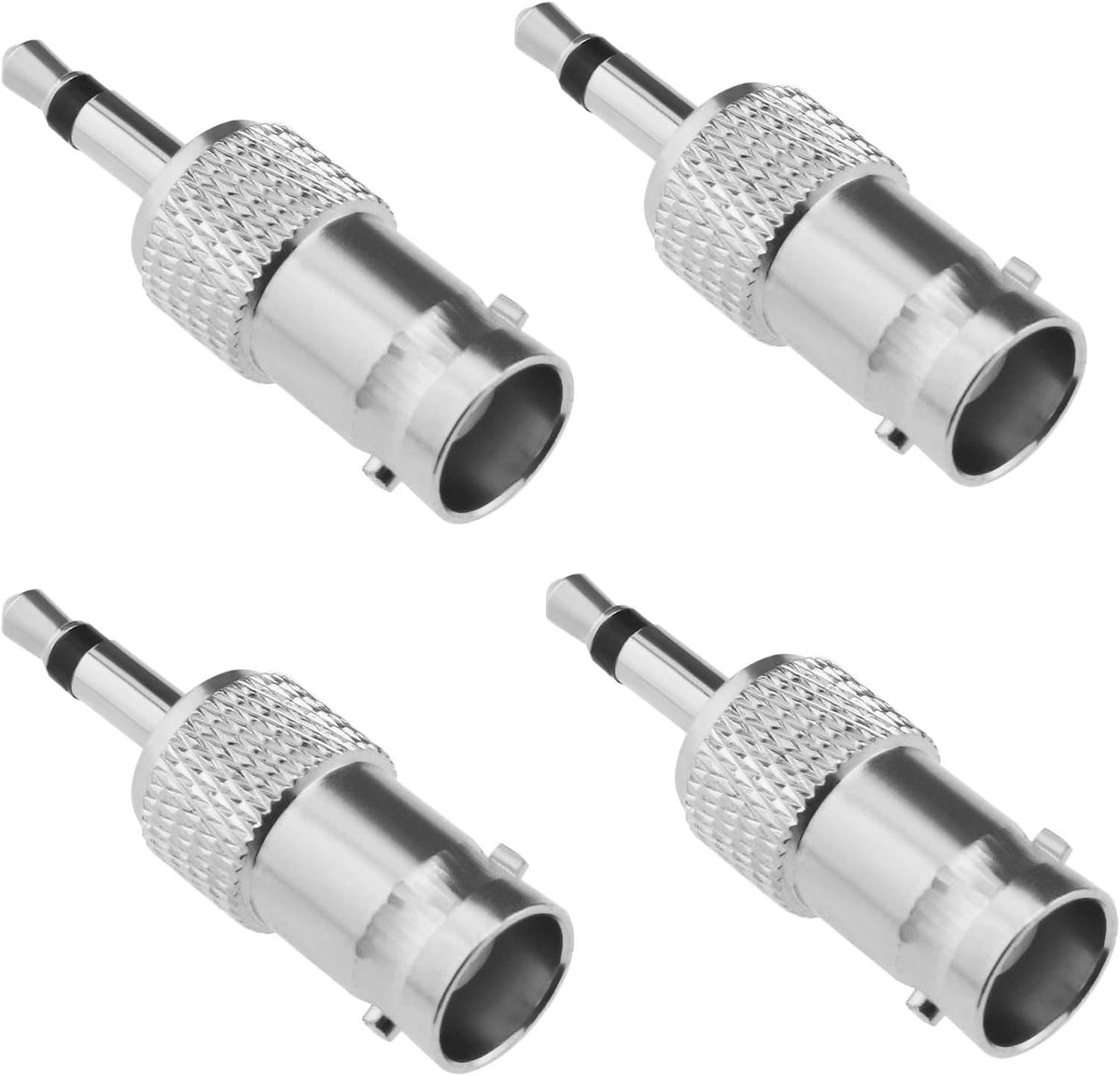 SnelShoppen - 4 Stuks 3.5mm Mono naar BNC Adapter BNC Vrouwelijke Jack naar 3.5mm TS Mannelijke Plug Vernikkeld voor CCTV Bewakingscamera's en Draadlo