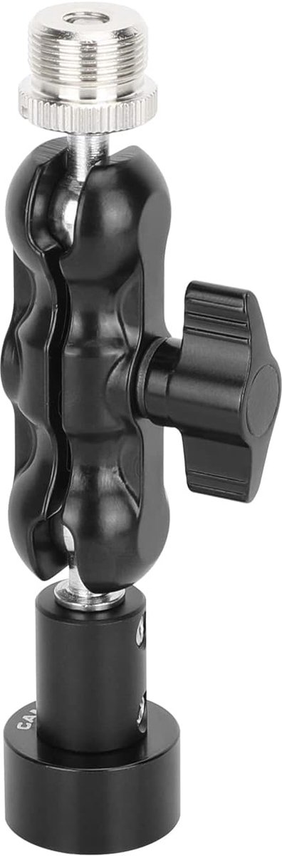 SnelShoppen - Mini Bal Hoofd Microfoon Klem met 5/8"-27 Adapter - 360° Rotatie, 90° Hellingshoek, Aluminium en RVS Constructie, Geschikt voor Geluidso