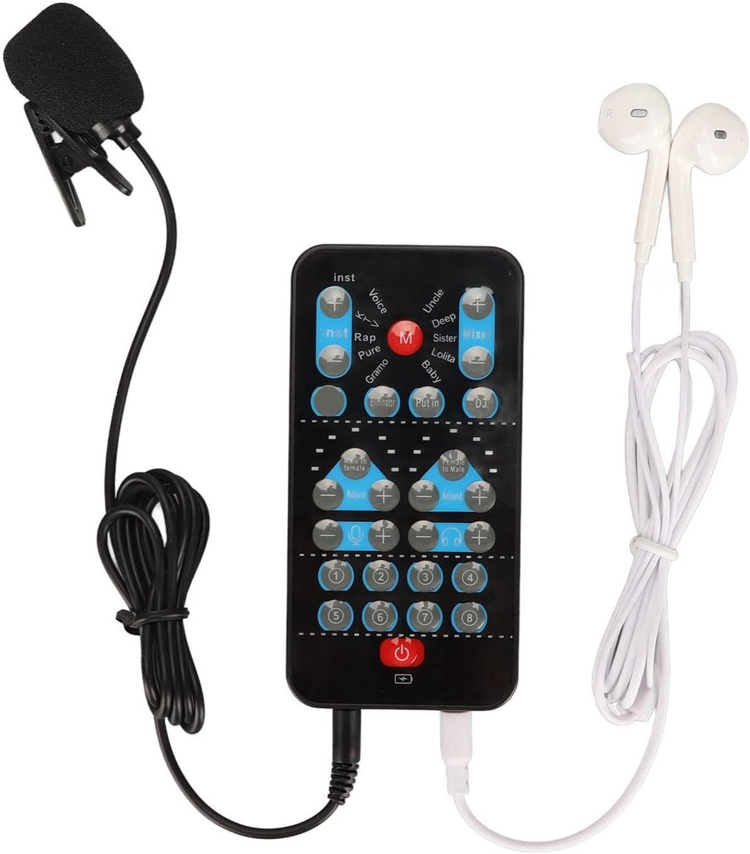 SnelShoppen - Handheld Stemveranderaar met 8 Geluidseffecten, Mini Geluidskaart voor Karaoke, Ghostface Stemveranderaar voor Live Streaming, Draagbaar