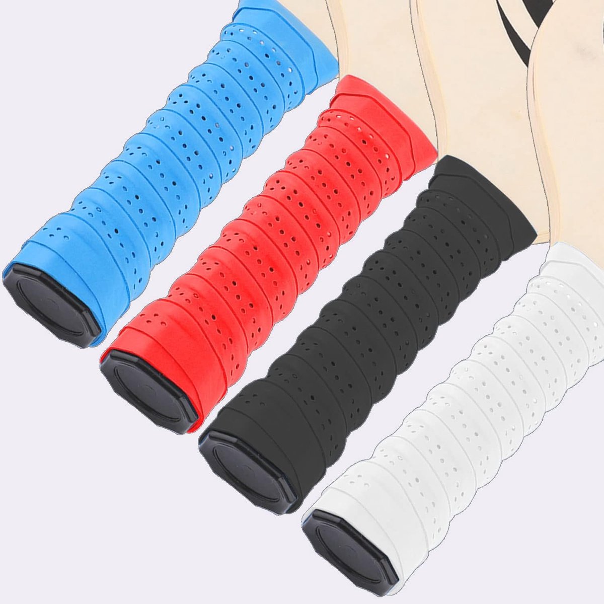 SnelShoppen - 4Pcs Pickleball Paddle Grip Tape, Racket Grip Tape, Vochtabsorberend, Comfortabel, Vervangende Handgreep Tape, Red, Black, Blue, White v
