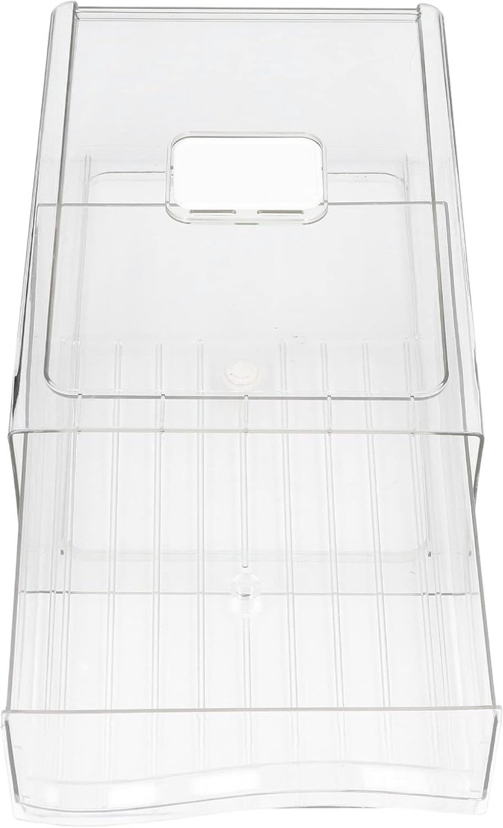 SnelShoppen - Transparante Koelkast Organizer Opbergdozen Plastic Opslagcontainers Stapelbaar Indeling Opbergbak (Groot Wit) - Ideaal voor Keuken en V
