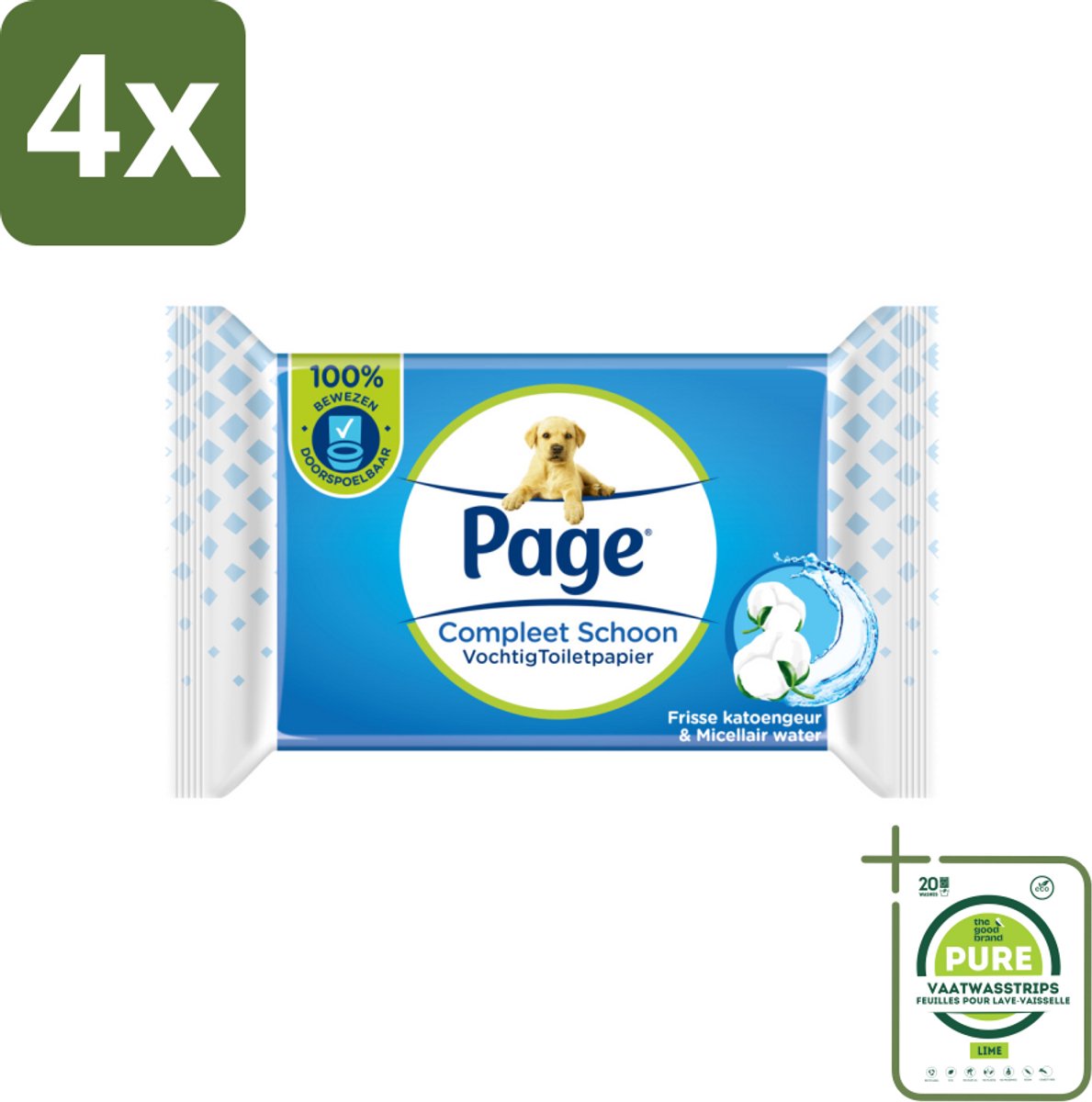 Page – Vochtig Toiletpapier – Navulling – 38 doekjes - Voordeelverpakking - 4 stuks - Toiletpapier navulling - Plasticvrij toiletpapier