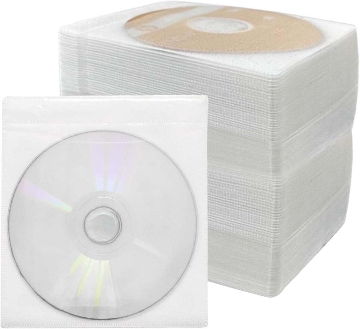 200 Stuks Dubbelzijdige CD DVD Hoezen - Witte Kunststof Beschermhoezen voor Schijfopslag