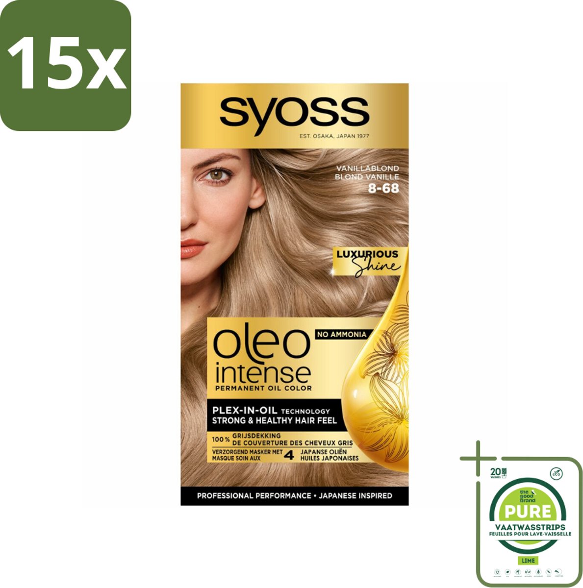 15 x SYOSS - Oleo Intense 8-68 Vanillablond - Haarverf - Zonder Ammoniak - Grijsdekking - Langdurige Kleur - Grootverpakking - Permanente Haarkleuring - Haarkleur - Syoss Oleo Intense - Haarkleuring Zonder Ammoniak - Grijsdekking
