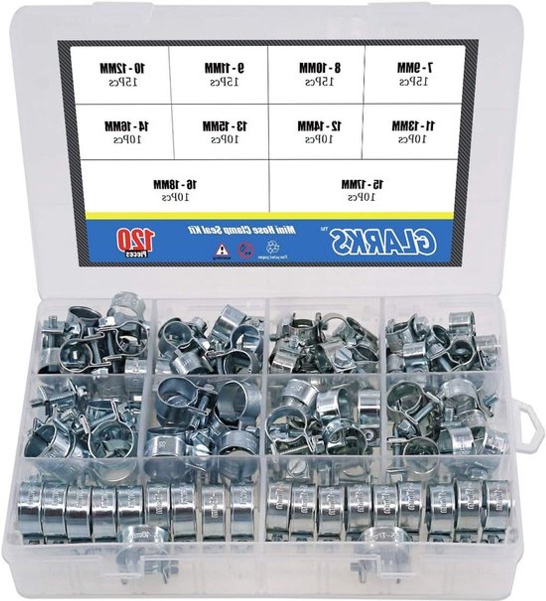 120 Stuks Mini Brandstofinjectie Slang Klemmen Assortiment voor Diesel en Benzine - Diverse Maten en Toepassingen