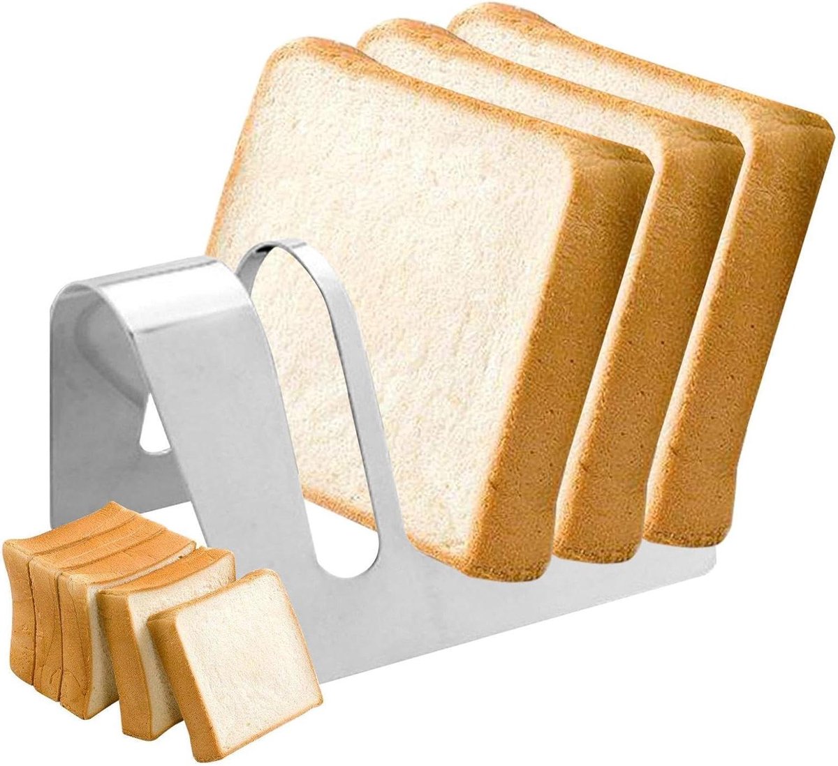 Broodrek - Toast houder - Ontbijt organiseren - Roestvrij staal - 4 of 6 sleuven - Zilver