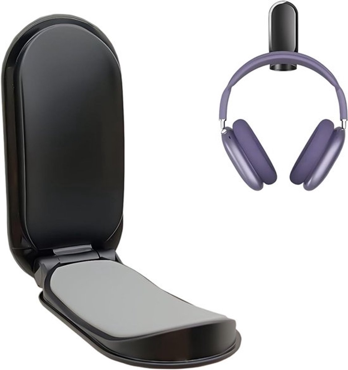 Opvouwbare Hoofdtelefoonhouder, Universele Headset Stand, Desk Hook met Sterke Tape en Siliconen Pad, Geschikt voor Alle Hoofdtelefoonformaten en Ideaal voor Thuis en Kantoor