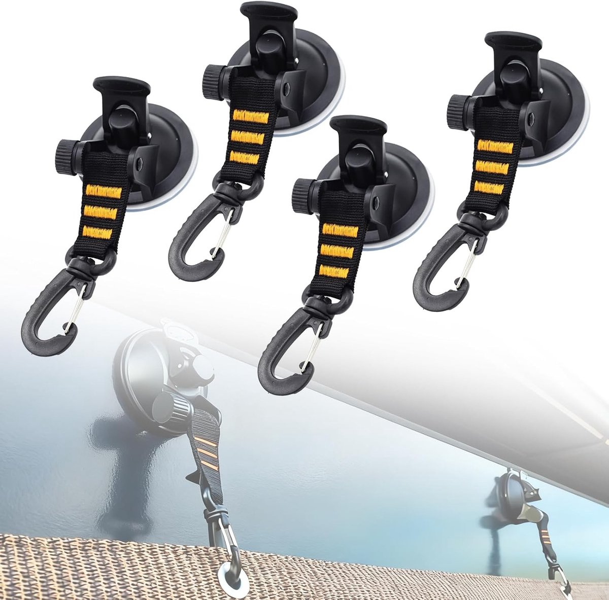 Zuignap Haken - Oranje - 4 Stuks - Super Sterke Zuignaphaken met Stofbescherming - Voor Kampeeraccessoires