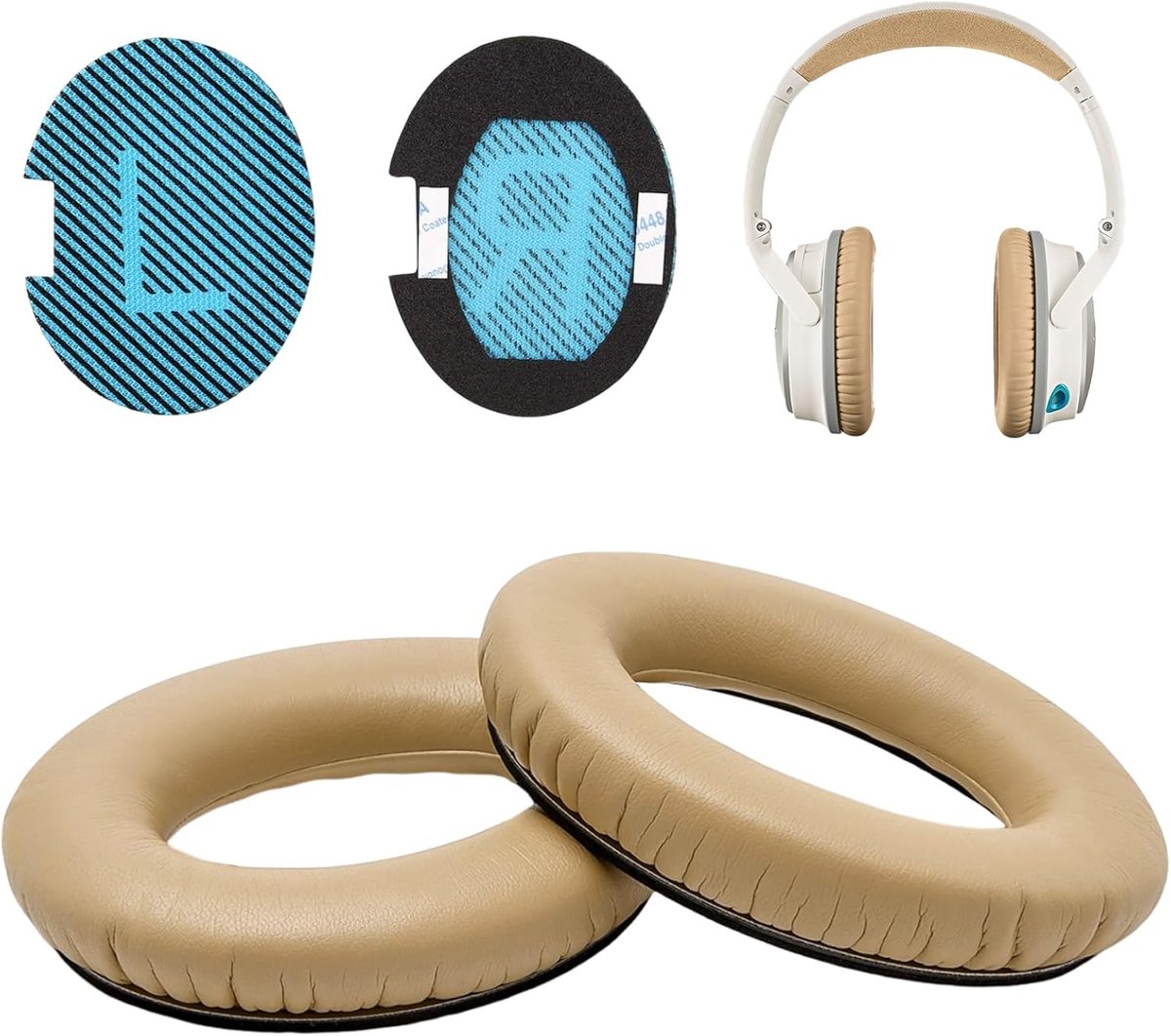Vervangende oorkussens voor Bose - kussen compatibel met QuietComfort 15 QC15 QC25 QC2 QC35 - Ae2 Ae2i Ae2w over-ear hoofdtelefoon - akoestisch schuim en eiwitleer