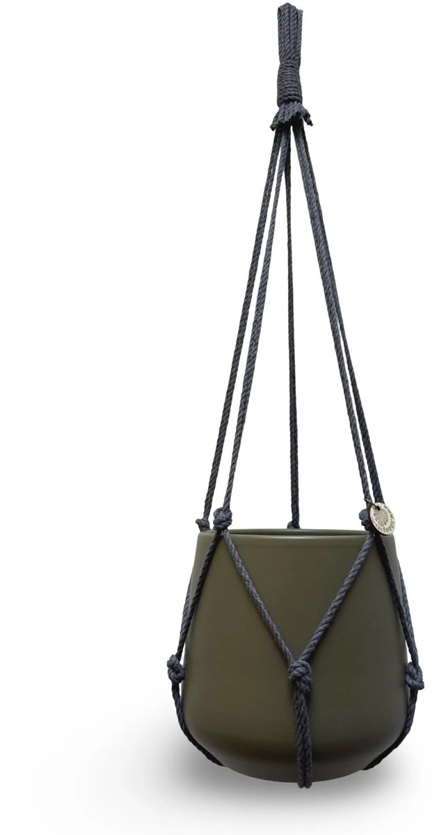 Plantenhanger Zonder Kwast - Kies Kleur en Lengte - Grijs - 70 cm lang - Katoenkoord - Geschikt voor Pot met Diameter t/m 20 cm - Handgemaakt in ons Macramé Atelier - Prijs per Stuk - Let op: Exclusief Pot - Inclusief Verzendkosten