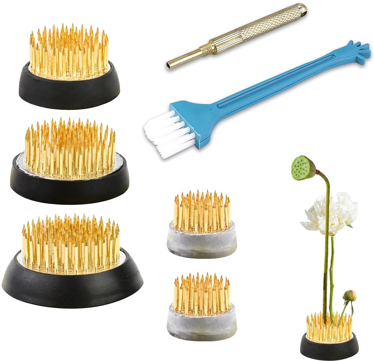 Solidchoice - Set van 5 Ronde Metal Flower Holders voor Ikebana