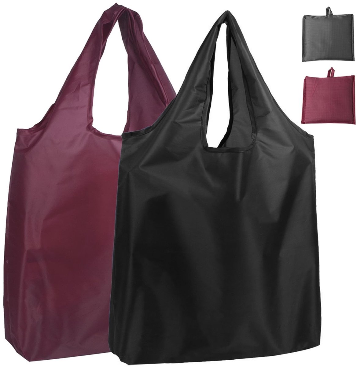 Solidchoice - Set van 2 Herbruikbare Boodschappentassen, Opvouwbaar en Waterbestendig
