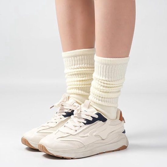 3 stuks-lange cylinder stapelkosen-puur katoenen garen sokken-anti-slip fitness pilates-dames kalf sokken-sport sokken-eenmaat-kaki melk wit lichtkoffie driekleurig — afbeelding 4