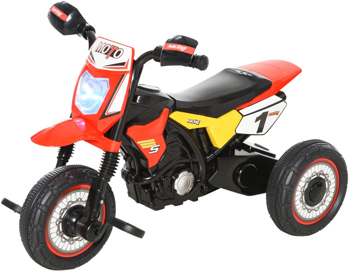 Kids Tricycle Motorcycle Cross Musical Effects and Lighting Red