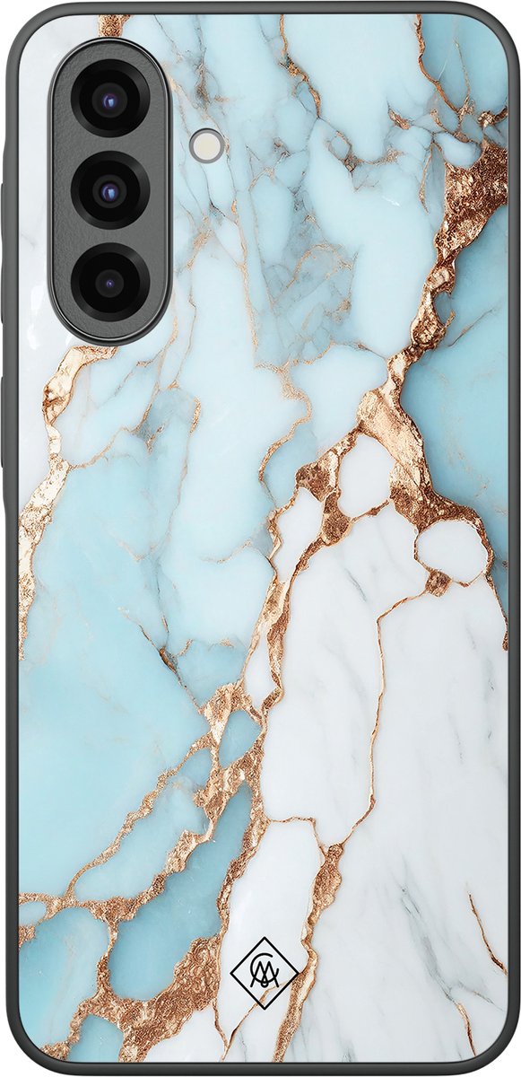 Casimoda® hoesje - Geschikt voor Samsung Galaxy A37 - Marmer Lichtblauw - Zwart TPU Backcover - Marmer - Blauw
