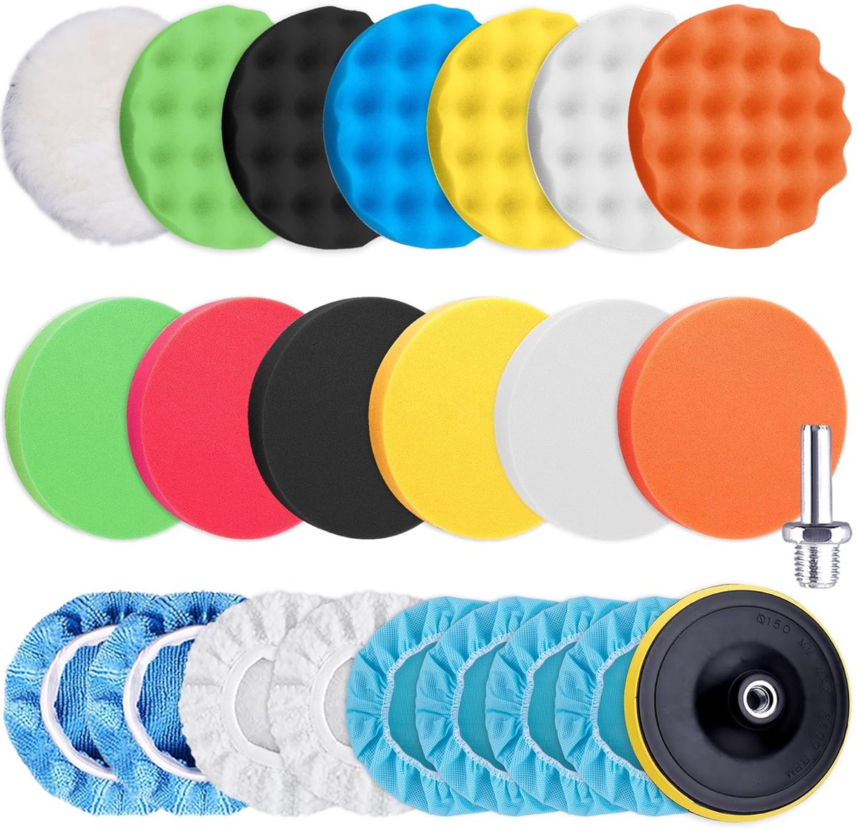 SIQUK 23Pcs Polishing Pads Kit 6 Inch Buffing Pads Car Foam Polishing Pads Wax Buffer Polisher Attachment for Drill - ShopVlot