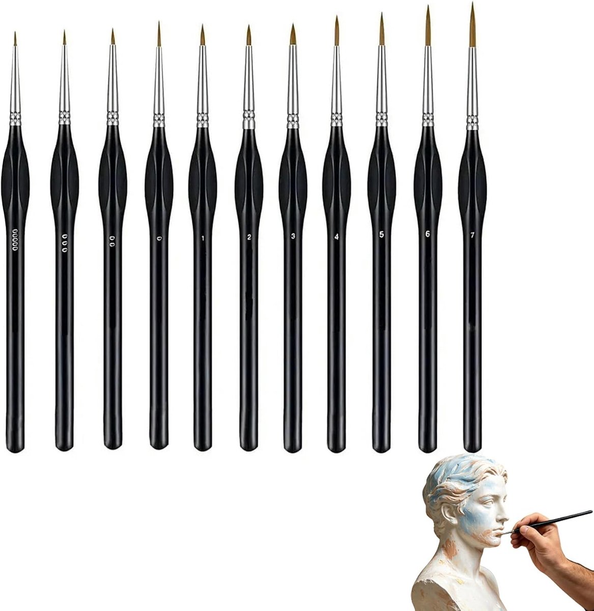 11-delige detailpinsel set - Ultra fijne precisiepenselen voor miniaturen, modelbouw en figuurtjes - ShopVlot