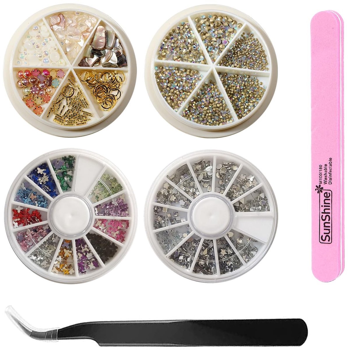 Solidchoice - Nagelsteentjes - Kristallen nagelkunst - Hoogwaardige materialen - Gemengde stijlen - Vingernagel ornamenten - Inclusief nagelvijl en pincet