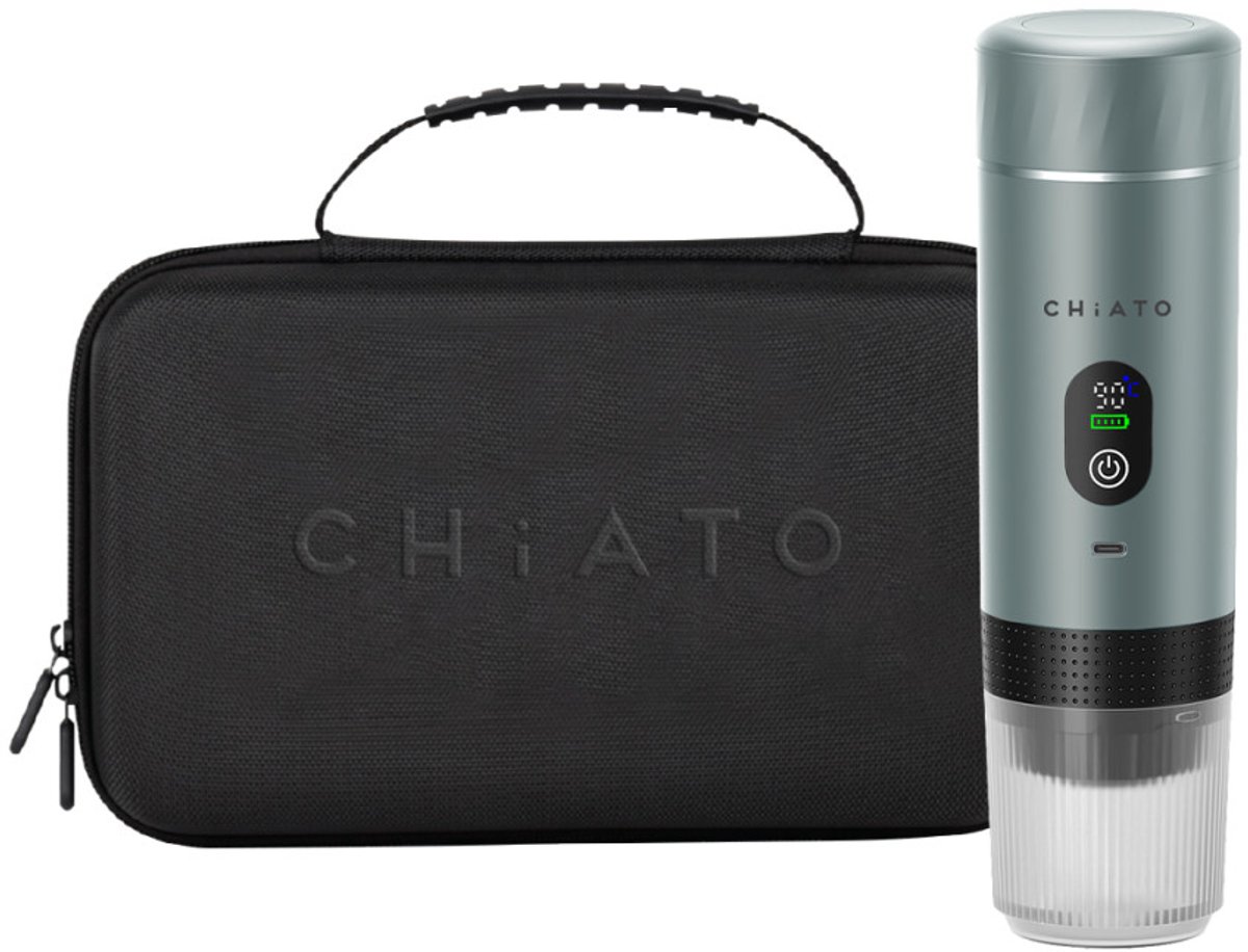 CHiATO brewPLAY Smart Traveller Draagbare espressoapparaat set – Grijs