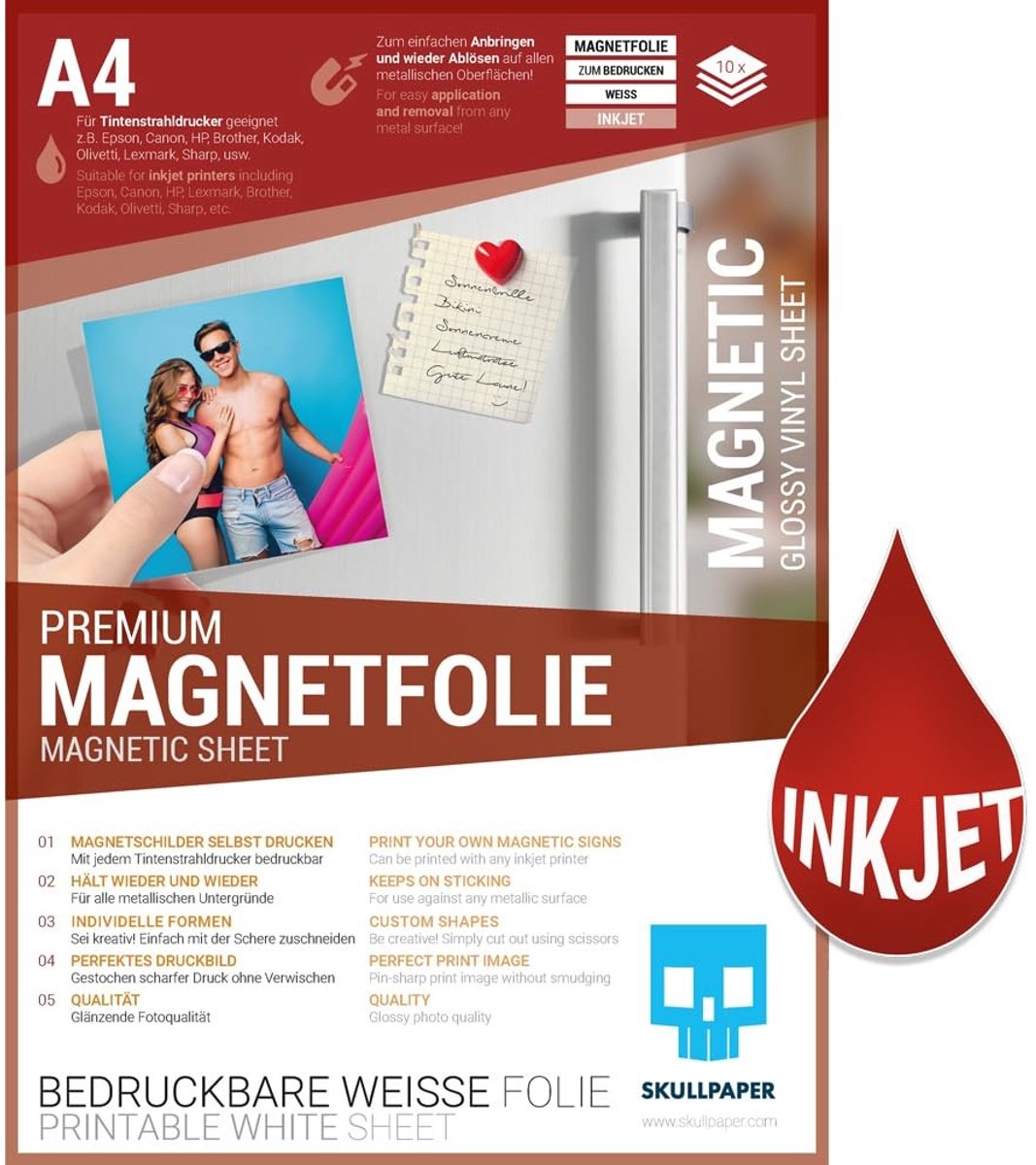 Solidchoice - Premium DIY Magneetfolie Wit A4 Bedrukbaar - 10 Vellen