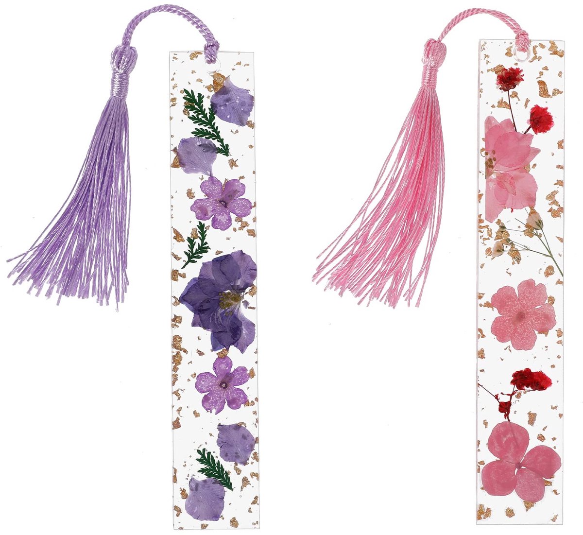 Solidchoice - Handgemaakte Bladwijzers met Geperste Bloemen, 2 Stuks