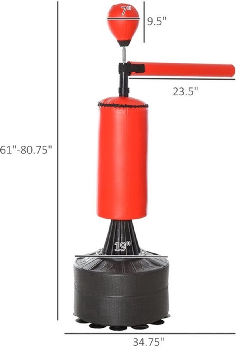 Bokszak – Boksbal – Boksmachine – Boksstandaard – Boksset – Verstelbare Hoogte 155-205 cm – Duurzaam PU Materiaal