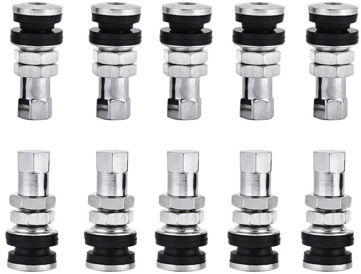 Solidchoice - Auto Tubeless Wiel Ventiel - Korte Stelen - Metalen Ventielen - Zilver - Geschikt voor Auto Truck Motorfiets - 10 Stuks