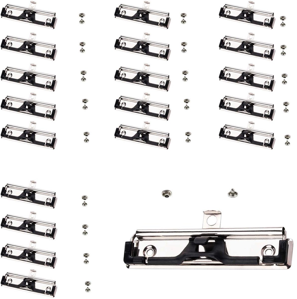 Solidchoice - 20 Stuks Monteerbare Klembordclips met Rubber Grip