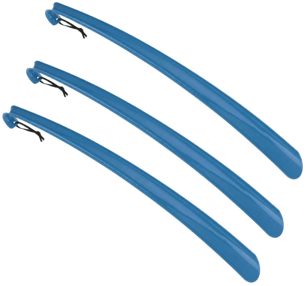 Benson Shoe Solutions Schoenlepel - 3x - 57 cm - kunststof - blauw - met haak - instaphulp voor schoenen - extra lang