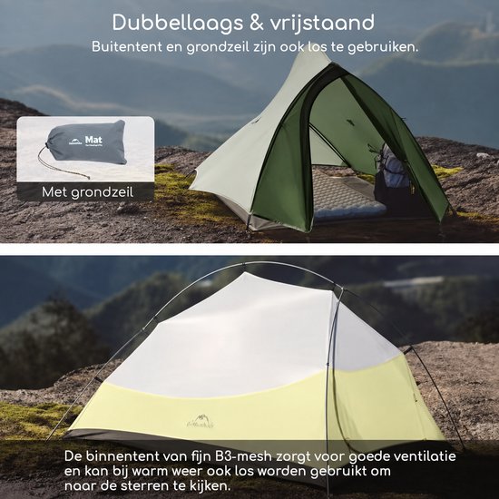 Naturehike Cloud Up 1 PRO - 1 persoons tent - Ultra Lichtgewicht tent - Incl. grondzeil - 20D 3000MM - Outdoor - Waterdicht - Kampeertent - Trekkerstent - Koepeltent van Naturehike — afbeelding 4