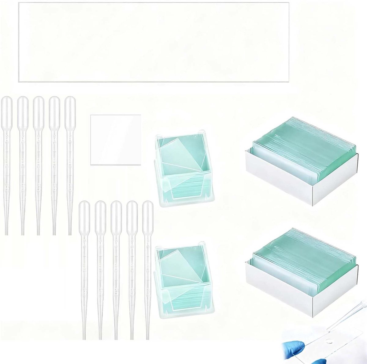 Solidchoice - Microscoopglaasjes Set van 100 Stuks - Inclusief 200 Afdekglazen voor Laboratorium en Onderwijs