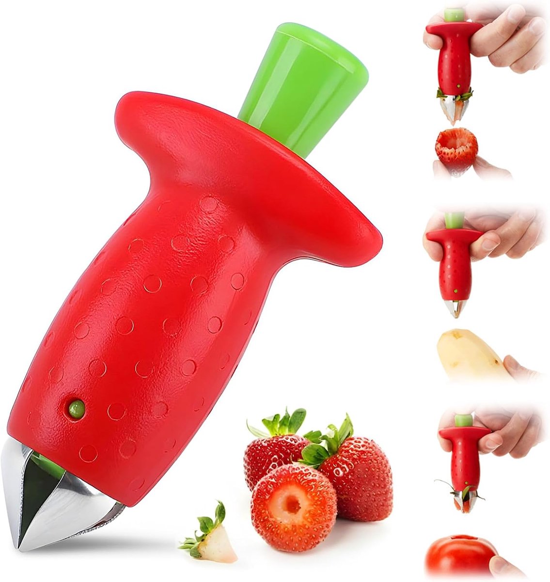 Claoner Aardbei repeller - RVS - Ananasapparaat - Oogverwijderaar - Tomatenmes - Keukengereedschap - Multifunctioneel